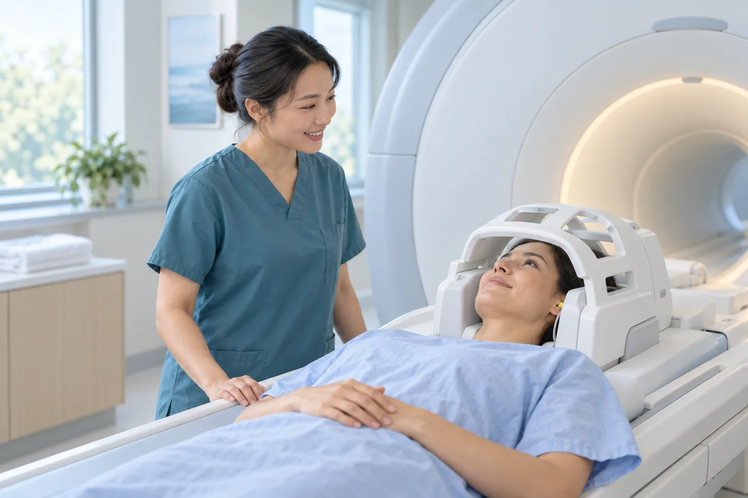 Preparation for a head MRI with a head coil